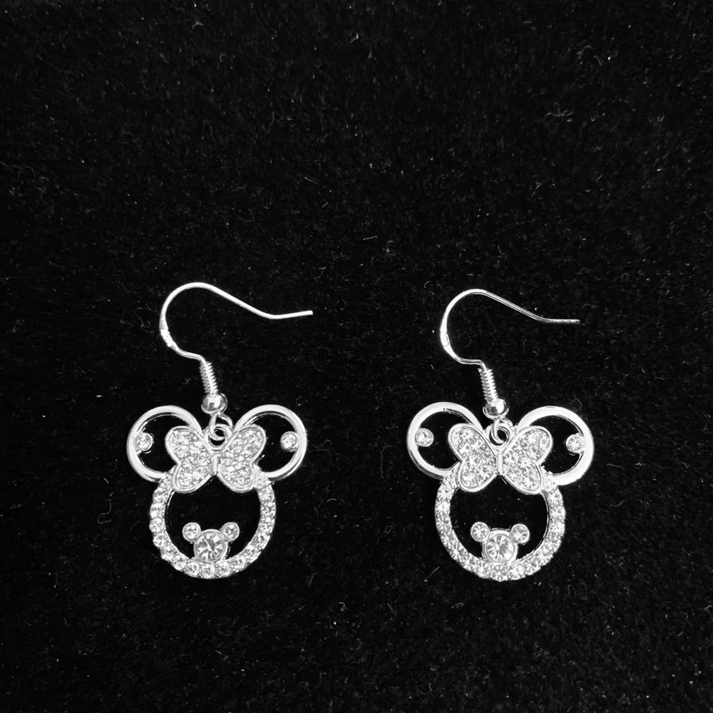 Rhinestone Minnie Mouse silver earrings